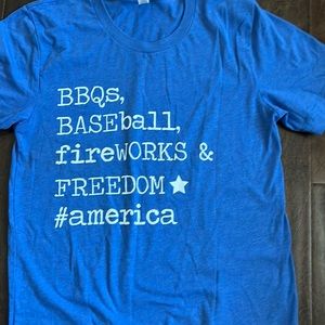 Bella Canvas T-Shirt, size small, blue, #america